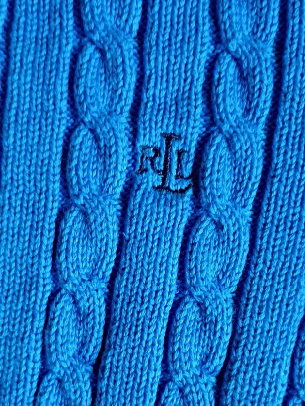 Ralph Lauren Bright Blue Cable Knit Crewneck Sweater - Picture 3 of 6